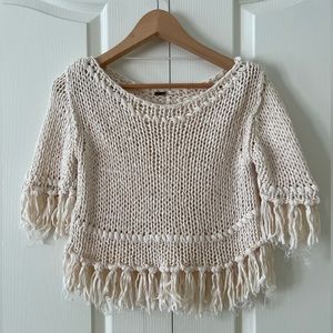 Free people crop knit top with fringe